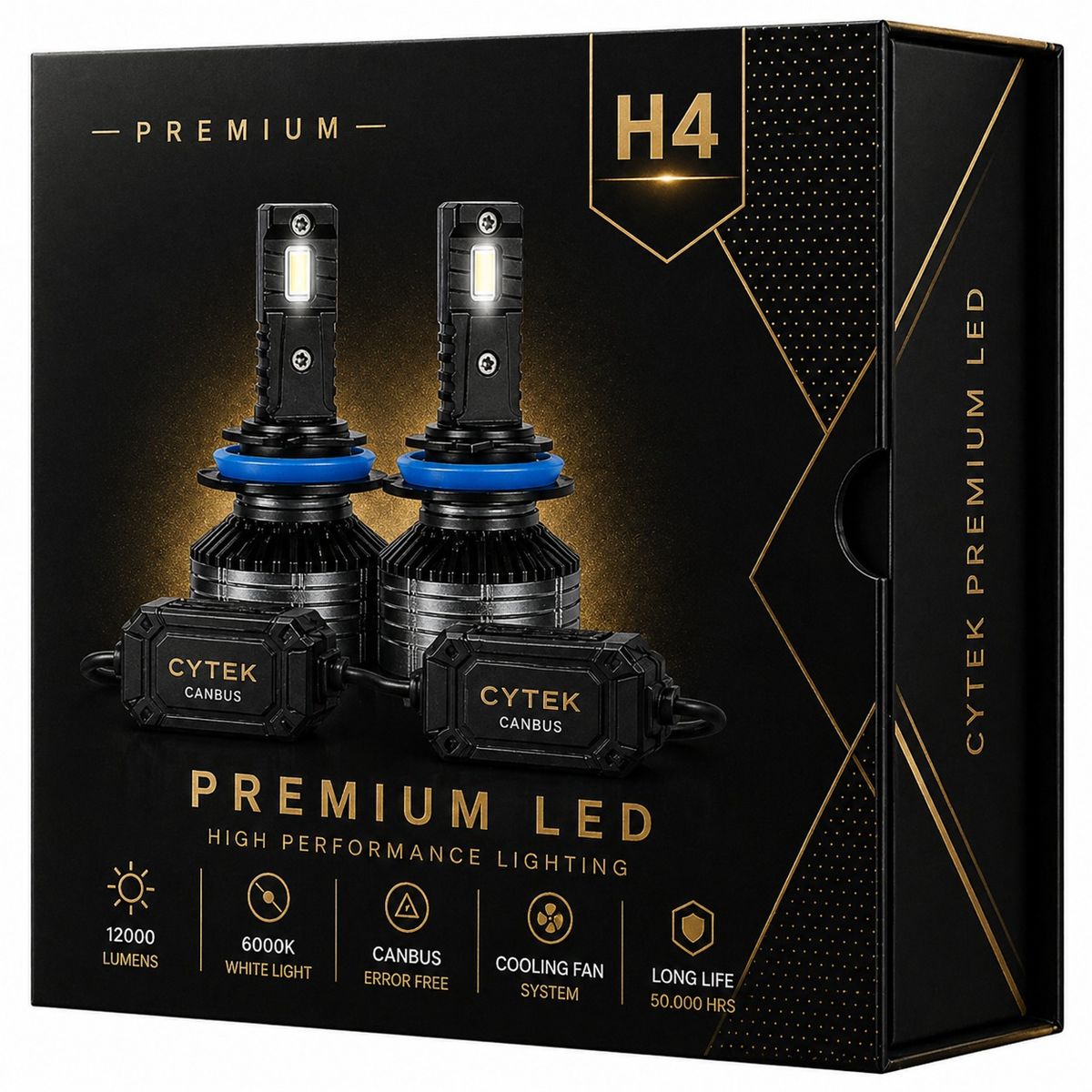 OEM - Kit de Luces Turbo LED H4 Canbus 65W Premium Ligth 12000Lm