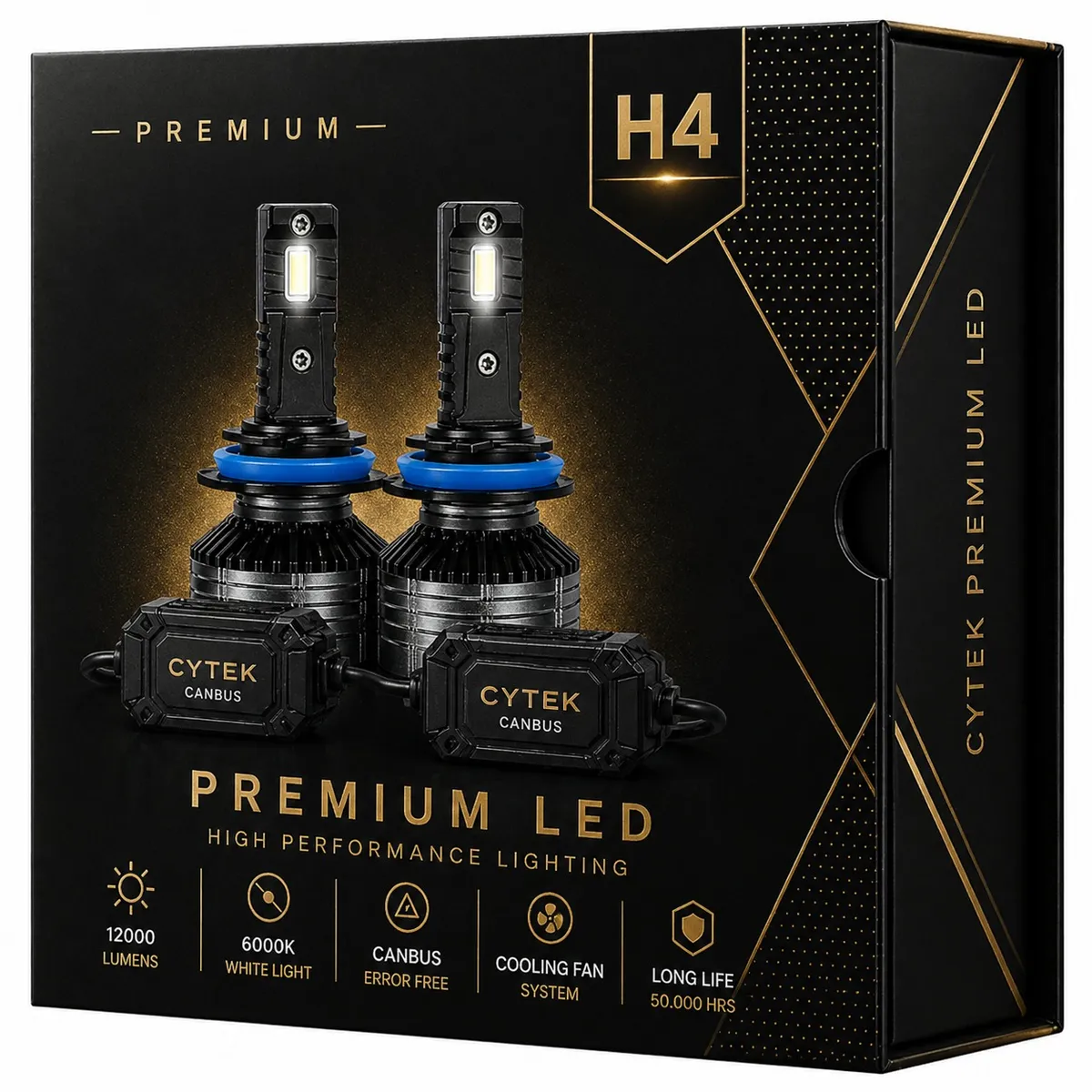 OEM - Kit de Luces Turbo LED H4 Canbus 65W Premium Ligth 12000Lm