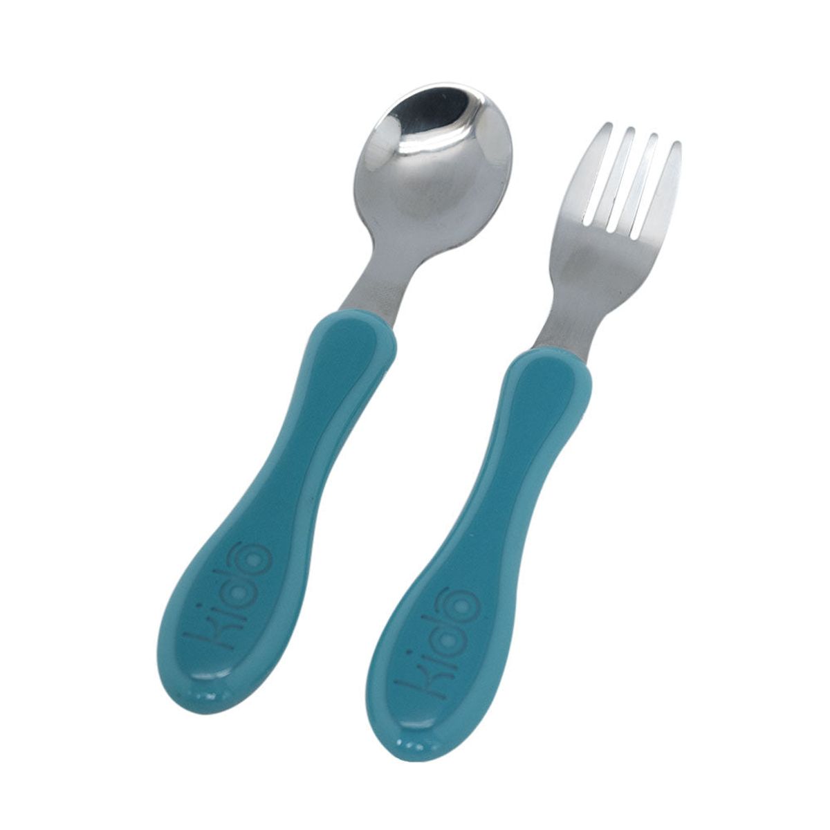 KIDO - SET DE CUBIERTOS CUCHARA Y TENEDOR ACERO INOXIDABLE AZUL TODDLER KIDO