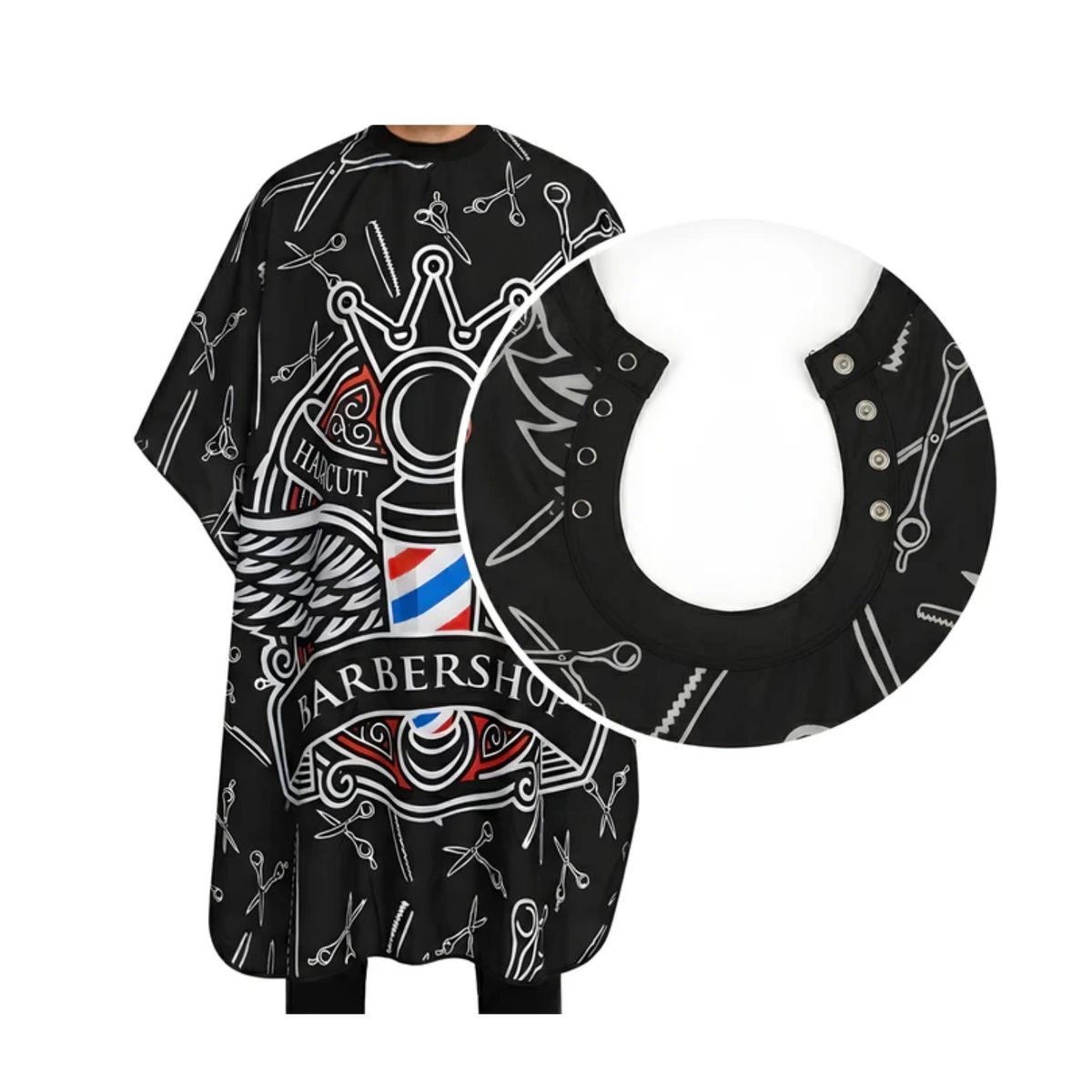 GENERICO - Capa Cuello de Goma BarberShop Negro
