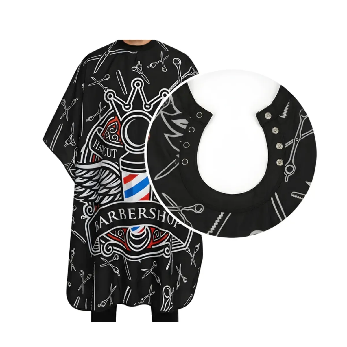 GENERICO - Capa Cuello de Goma BarberShop Negro