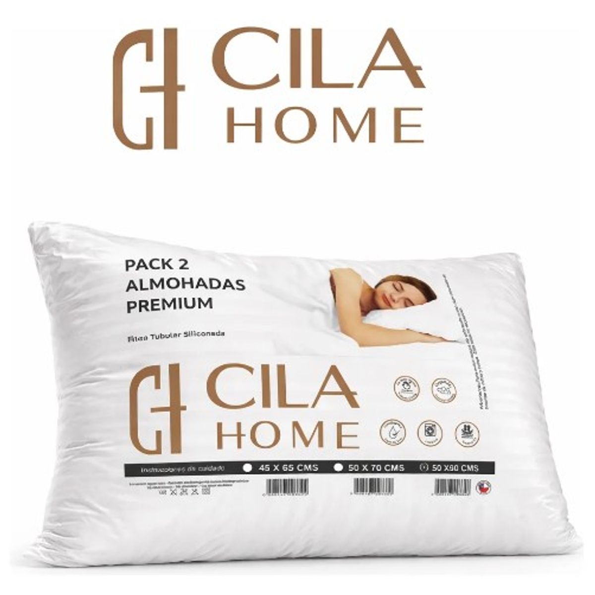 GENERICO - Almohadas Pack De 2 Premium King De 50x90 Cm Cila Home
