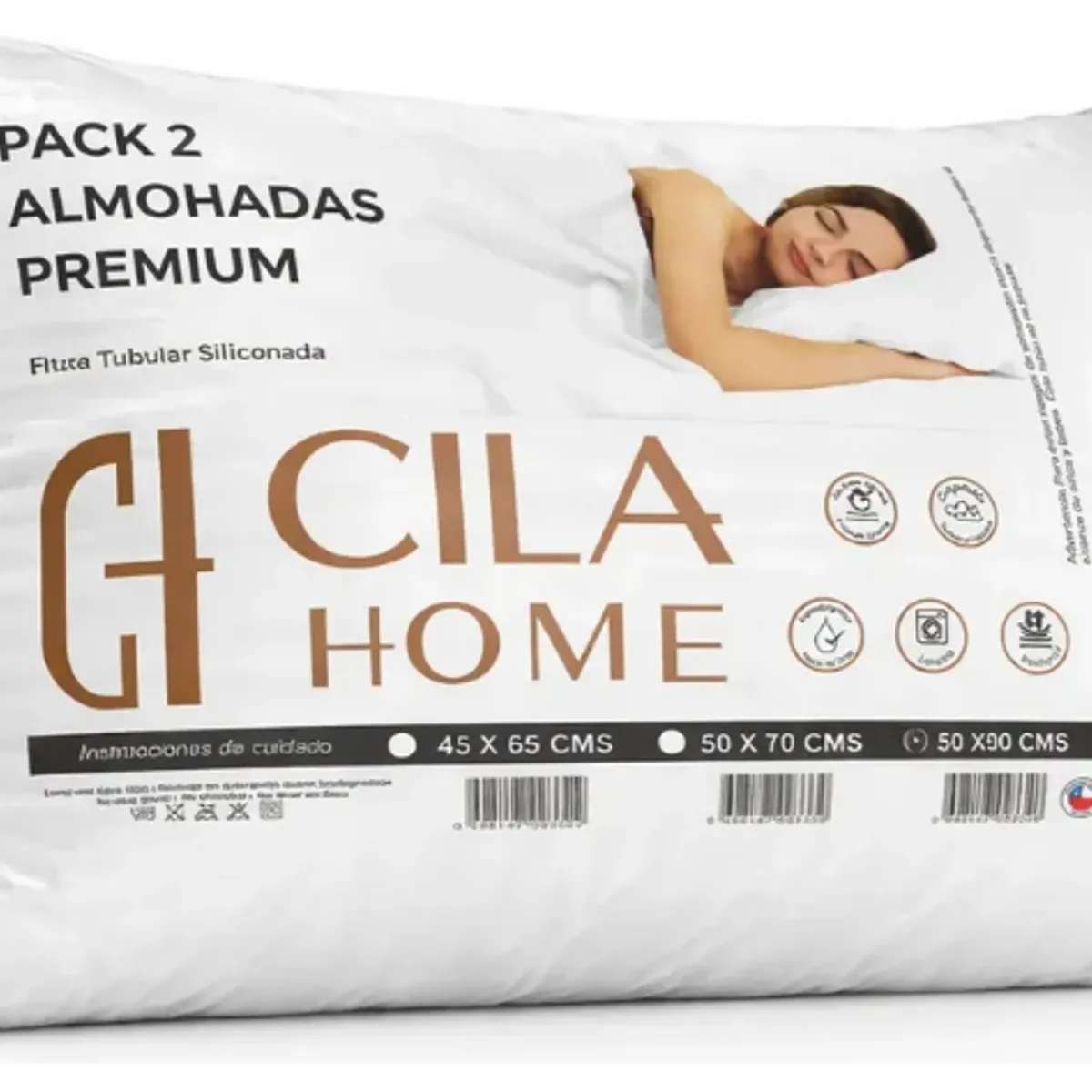 GENERICO - Almohadas Pack De 2 Premium De 50x70 Cm Cila Home Blanco