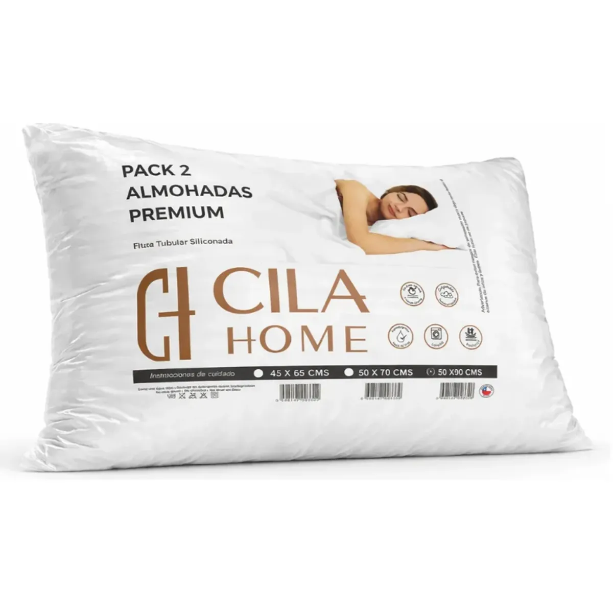 GENERICO - Almohadas Pack De 2 Premium De 50x70 Cm Cila Home Blanco