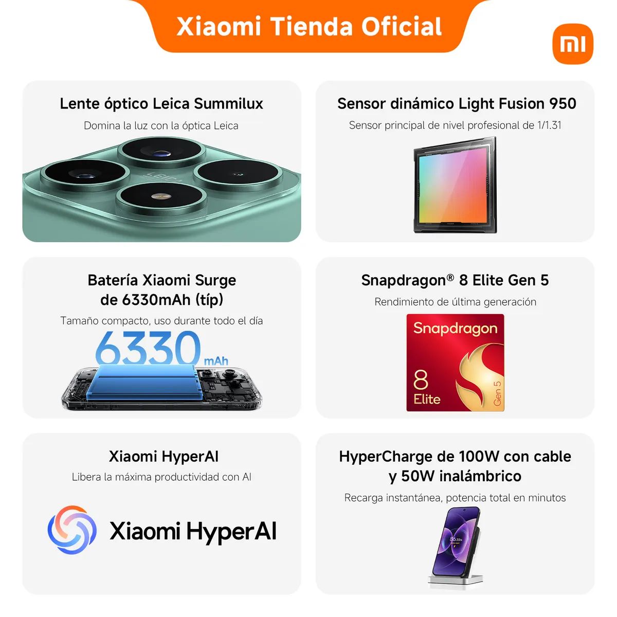 XIAOMI - Xiaomi 17 5G 12GB RAM 512GB Memoria Snapdragon 8 Elite Gen 5 -Verde