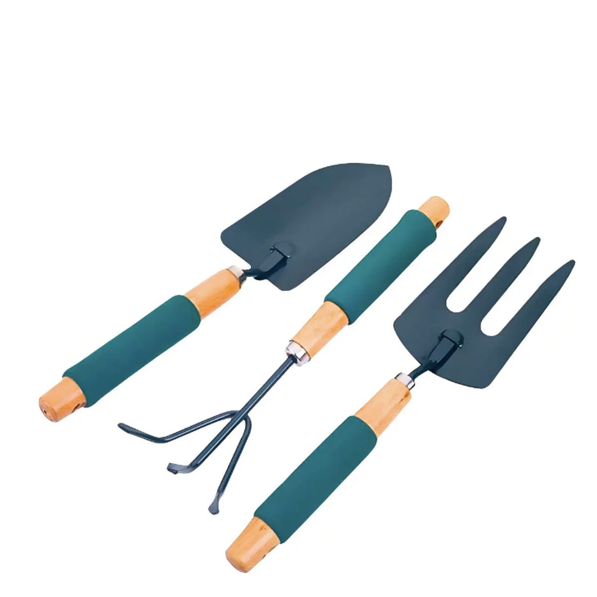 GENERICO - Kit Jardinería Steeltools SL17040 Pala Rastrillo Cultivador Mango Madera