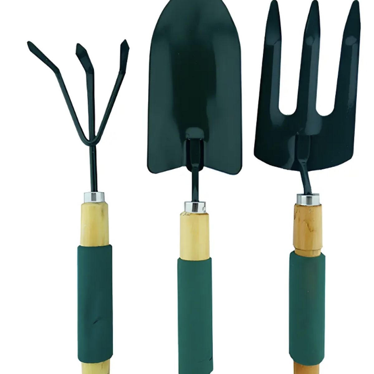 GENERICO - Kit Jardinería Steeltools SL17040 Pala Rastrillo Cultivador Mango Madera