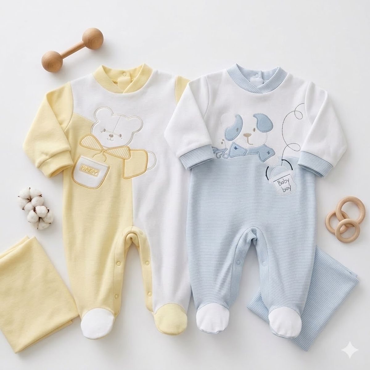 ENCANTO - Pack 2x Enteritos Bebé Niño 100% Algodón 03m Exclusivos- Chile.