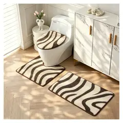 ALMA & DECO - Set de Baño 3 Piezas Conjunto Relieve Beige y Café PT