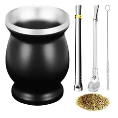 OEM - Mate Acero Inoxidable Térmico Copita Color Negro Bombilla