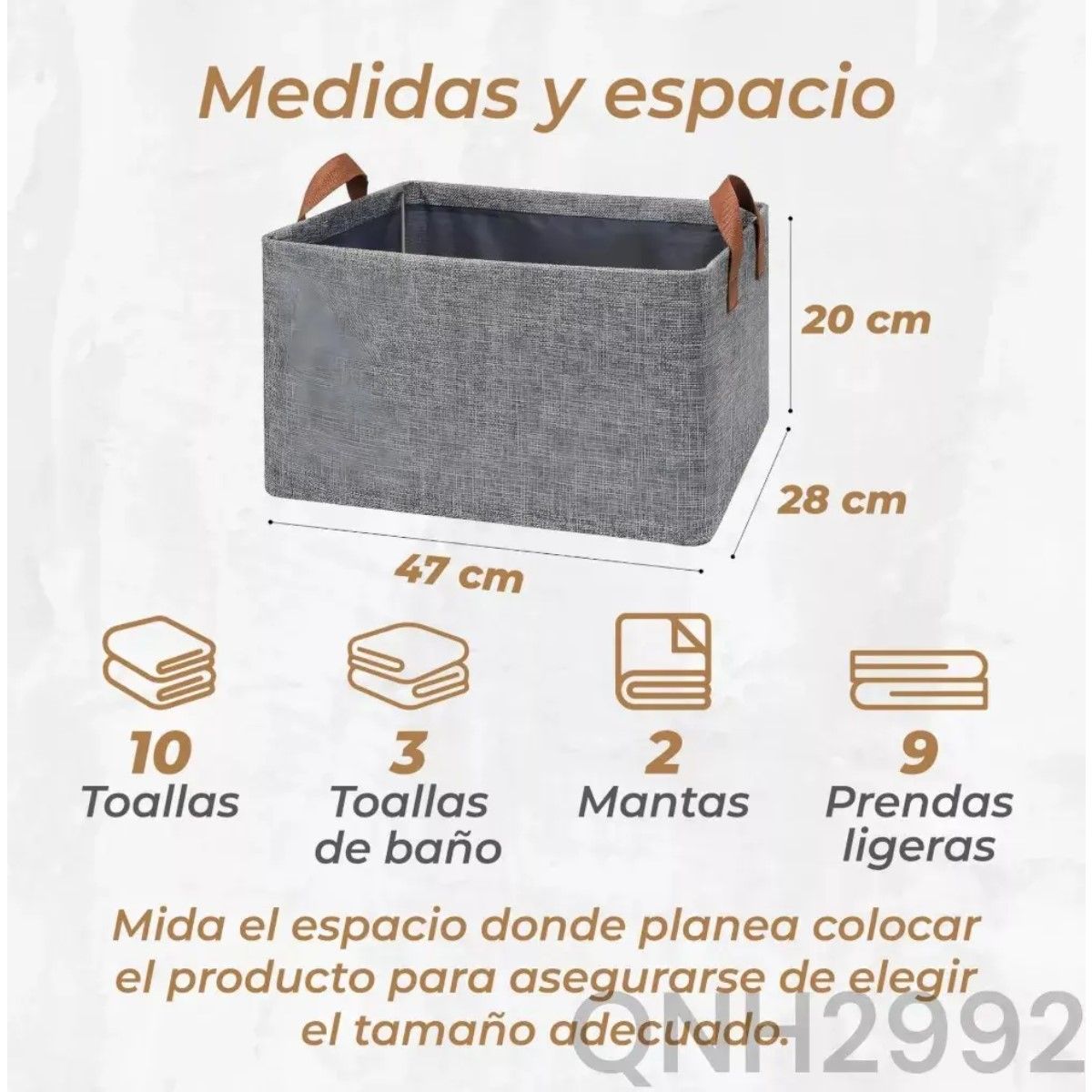 GENERICO - 3x Bolsas Organizador Ropa Caja Plegable Asa Almacenamiento Gris Oscuro Lisa BELUG
