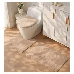ALMA & DECO - Set de Baño 3 Piezas Conjunto Relieve Beige PT