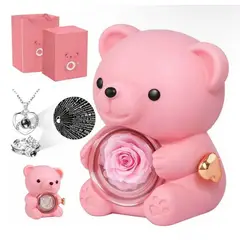 OEM - Oso Regalo Rosa Eterna Joyero Collar Anillo Regalo Color Rosa