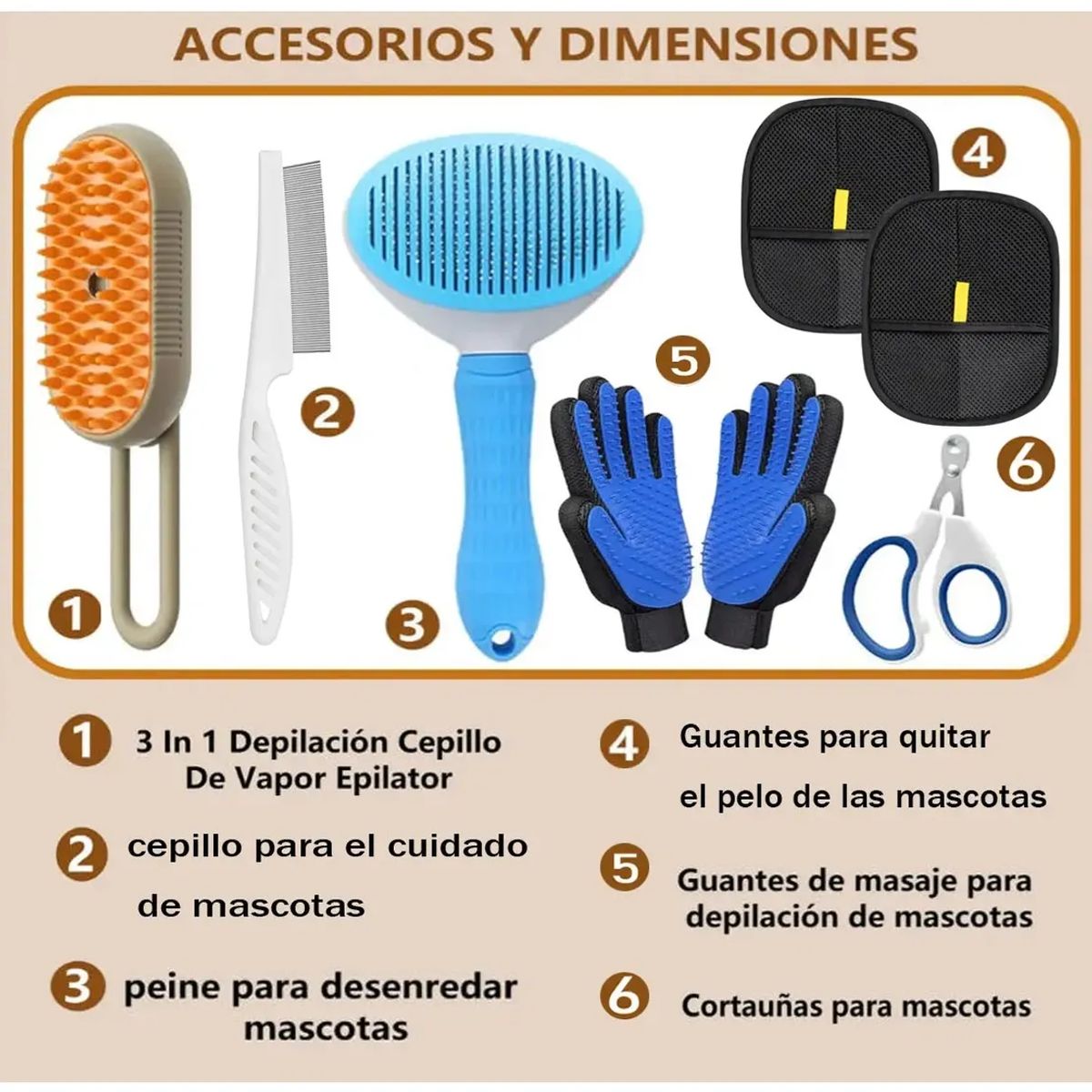 GENERICO - Kit 8 Cepillo Deslanador Gato Perro Peine Mascota Masajeador