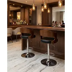 GENERICO - Set 2 Taburete de Bar Madera y Ecocuero Premium Giratorio y Ajustable