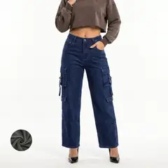 D'JOE - Pantalon Jeans Cargo Forro Polar Mujer