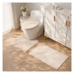ALMA & DECO - Set de Baño 3 Piezas Conjunto Relieve Crema PT