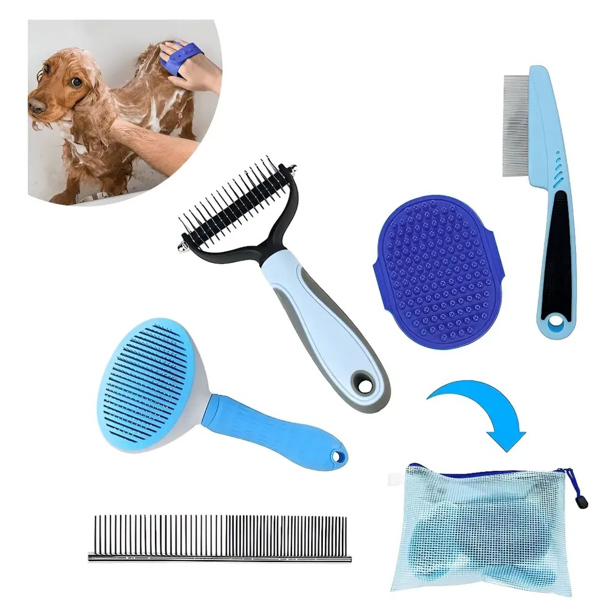GENERICO - 5 Kit Cepillo Deslanador De Pelo Para Perros Evita Los Nudos