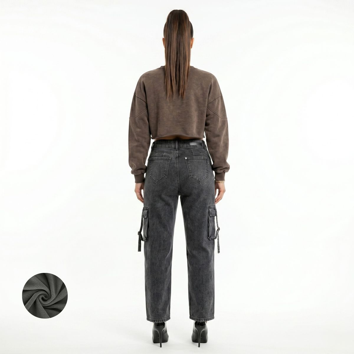 D'JOE - Pantalon Jeans Cargo Forro Polar Mujer