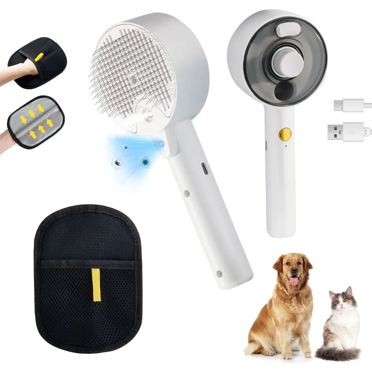 GENERICO - Cepillo Automatico A Vapor Perros Quita Pelos Gatos Mascotas