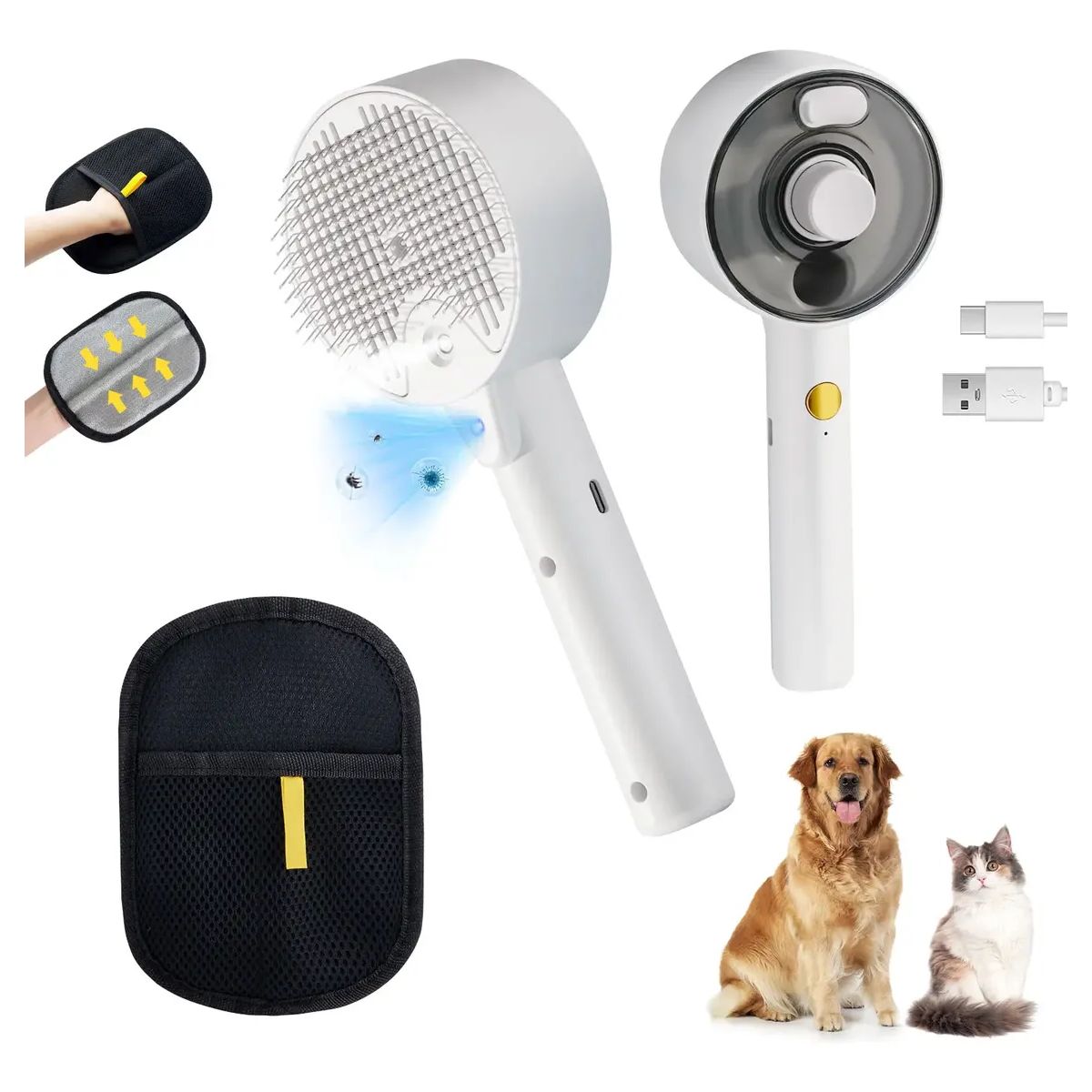 GENERICO - Cepillo Automatico A Vapor Perros Quita Pelos Gatos Mascotas