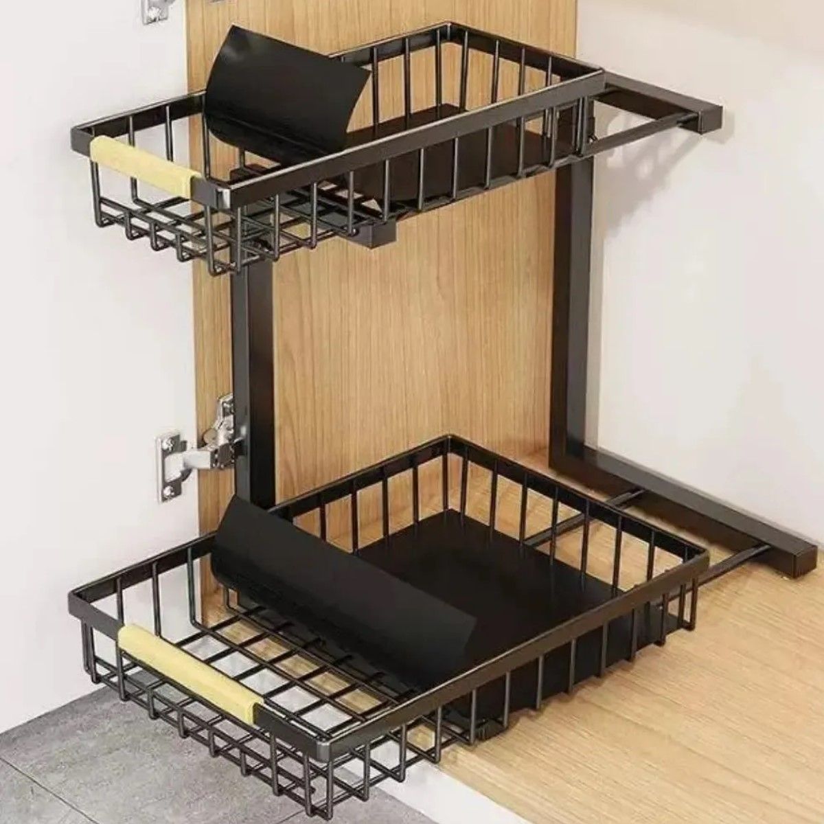 GENERICO - Organizador Estante Multiuso Bajo Lavaplatos Cocina Baño Negro BELUG