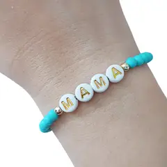 GENERICO - Pulsera de Mamá con piedras turquesa