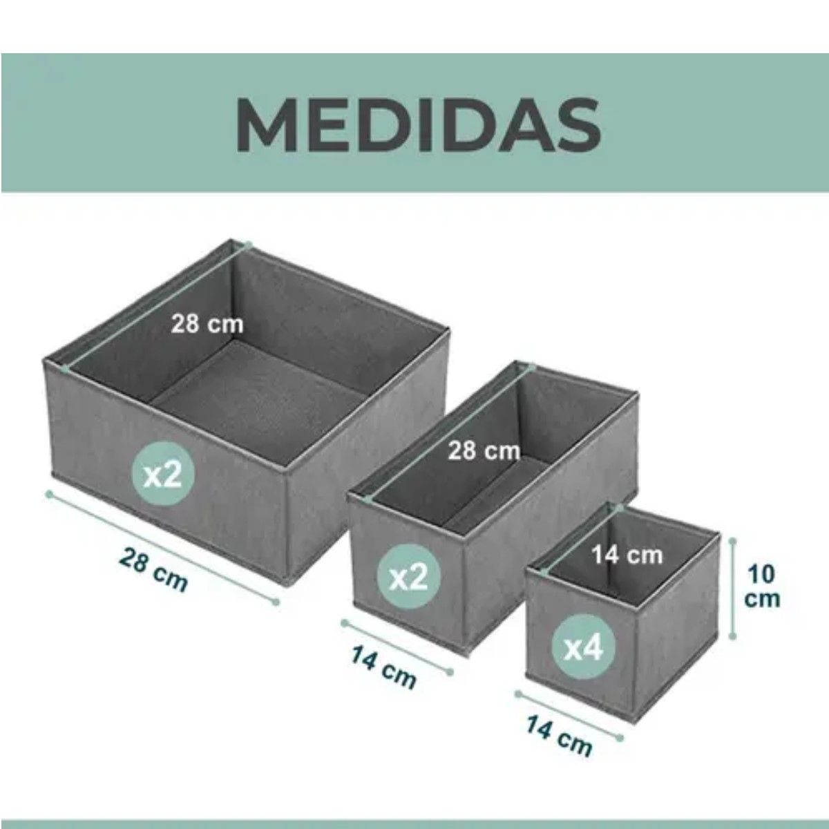 GENERICO - Organizador Separador Cajones Ropa Interior Casatua Set X 8 Gris Claro BELUG