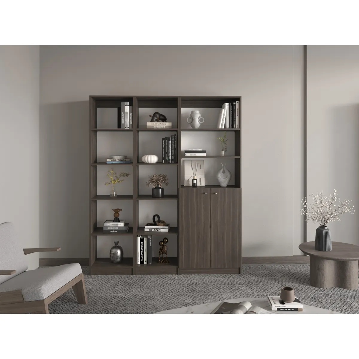 TUHOME - Set X3 Estantes 15 Niveles 2 Puertas Home E 180,6X31,4X107,9 Cm Milan
