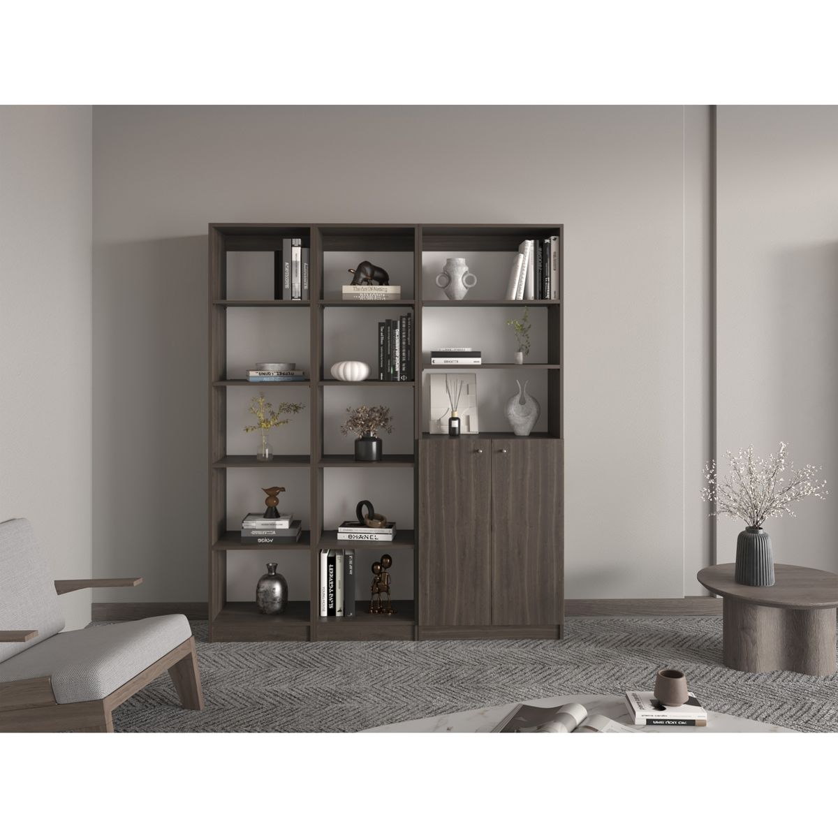TUHOME - Set X3 Estantes 15 Niveles 2 Puertas Home E 180,6X31,4X107,9 Cm Milan