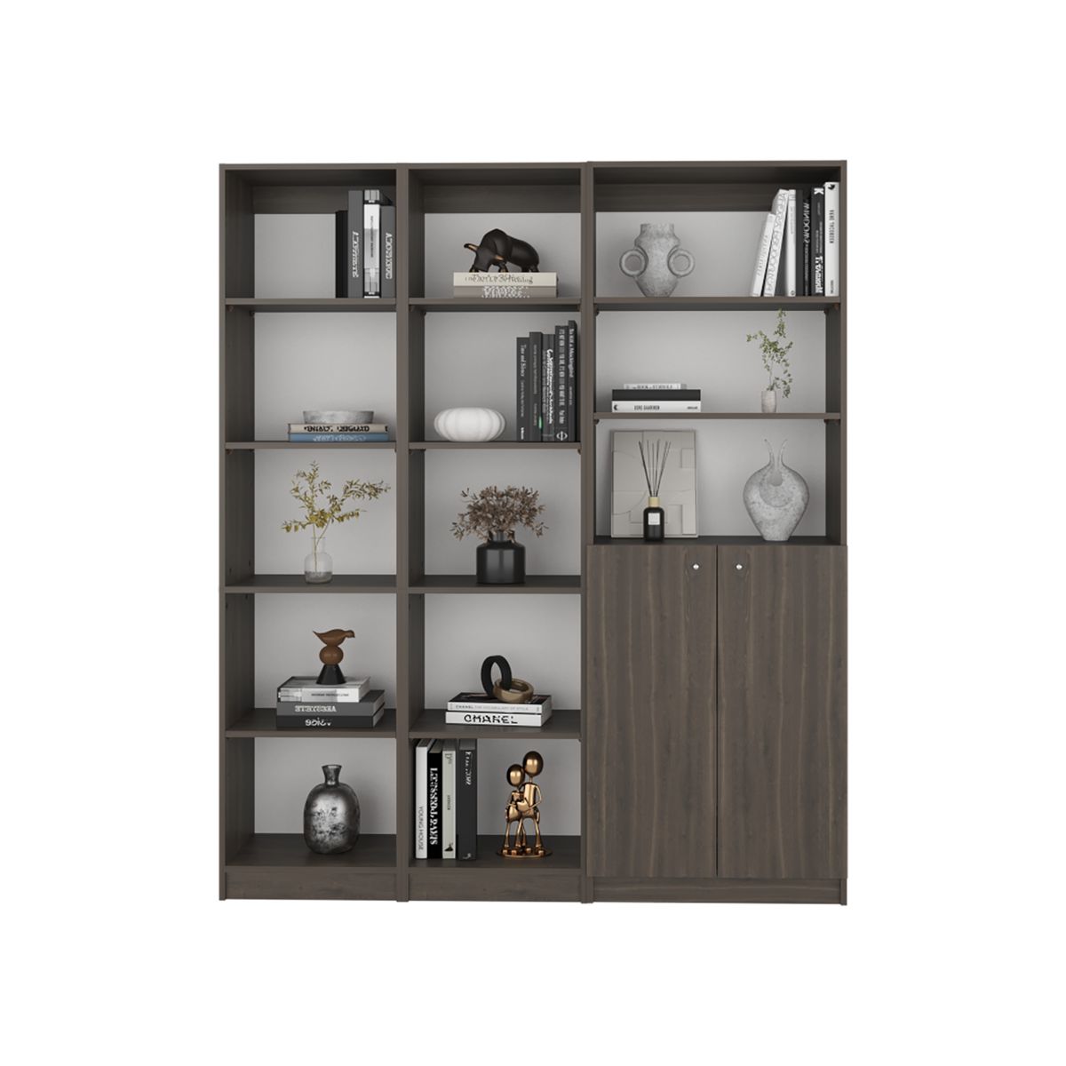 TUHOME - Set X3 Estantes 15 Niveles 2 Puertas Home E 180,6X31,4X107,9 Cm Milan