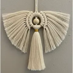 HAOKIDS - Ángel de macramé adorno 20 cm Recuerdo Bautizo souvenir Primera Comunión recuerdo Confirmación