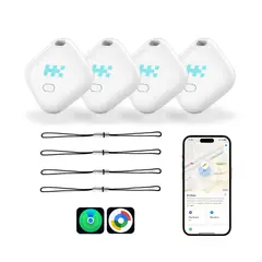 HARMONIK - Pack 4 Tag Localizador Airtag Compatible Con Apple Y Android Blanco