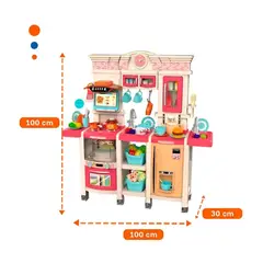 GENERICO - Juguete Set Cocina 108 Piezas 1Mt Luz Sonido Rosado Infantil