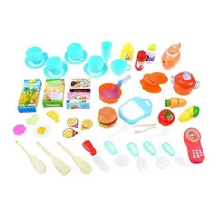 GENERICO - Juguete Set Cocina 66 Piezas 1Mt Luz Sonido Azul Infantil