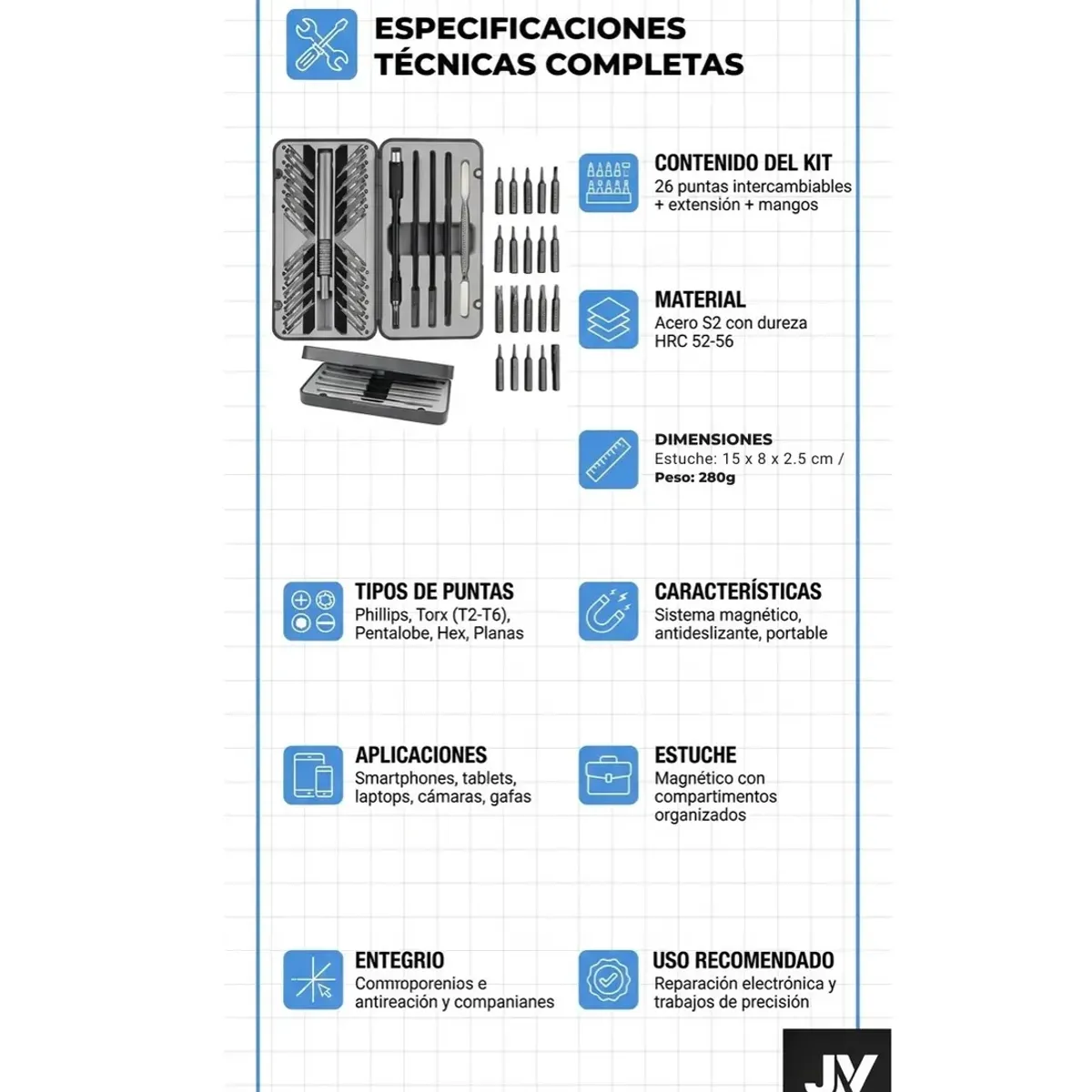 GENERICO - Kit Herramientas Destornilladores Precision 26en1 Magnetico