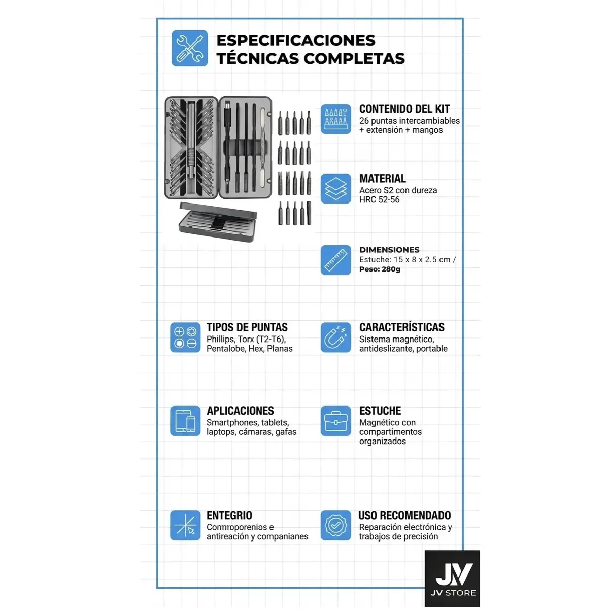 GENERICO - Kit Herramientas Destornilladores Precision 26en1 Magnetico