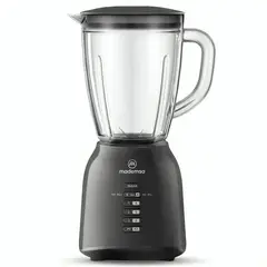 MADEMSA - Licuadora 1,5L con Jarra de Vidrio y 6 velocidades 400W MBL40 Negra