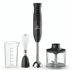 MADEMSA - Minipimer Licuadora 3 en 1 2 velocidades Tecnología Súper Textura MIB20 Negro