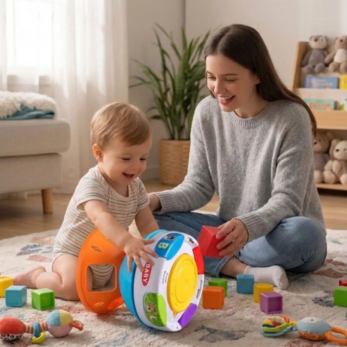 GENERICO - Juguete Sensorial Pelota Giratoria con Música y Luces para Gateo