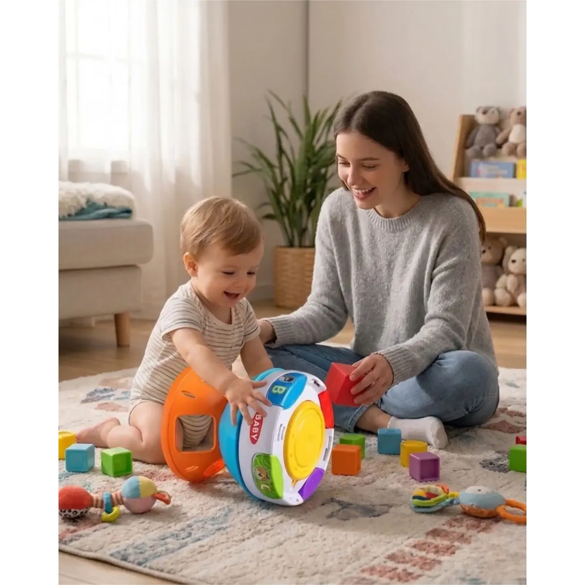 GENERICO - Juguete Sensorial Pelota Giratoria con Música y Luces para Gateo