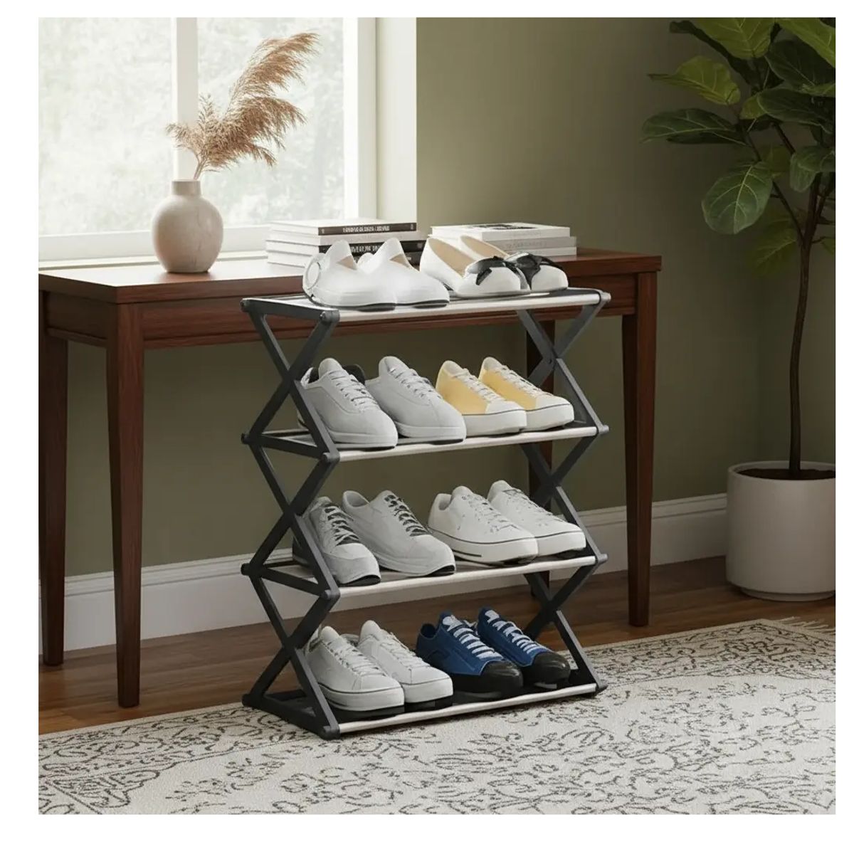 GENERICO - Zapatero JV HOME 4 Niveles Gris Moderno Organizador Estante Calzado Hogar