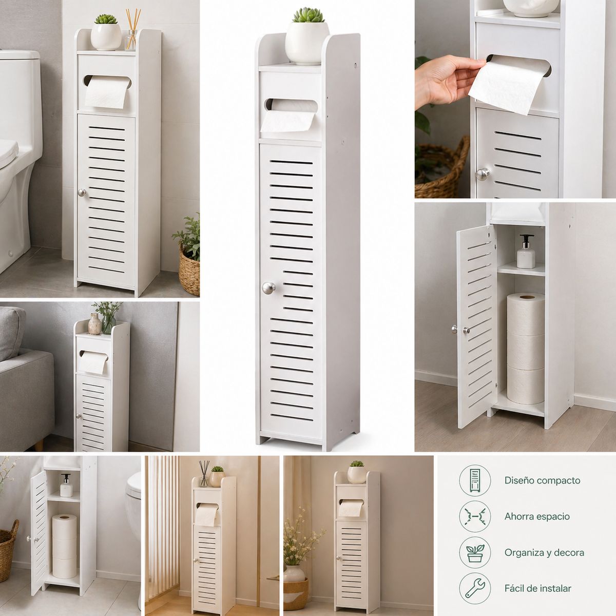 GENERICO - Mueble Organizador Bano Esquinero Estante Vertical Compactos
