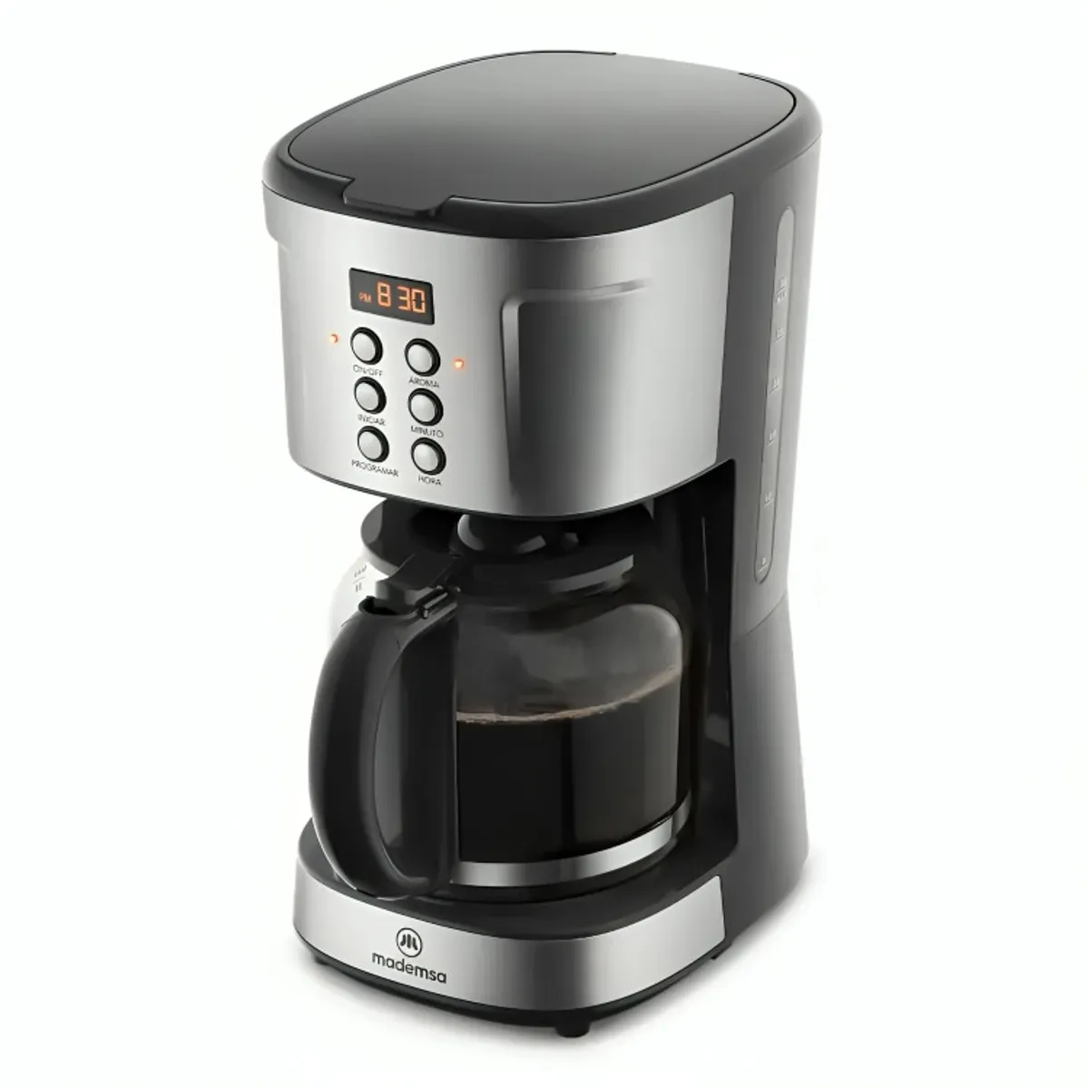 MADEMSA - Cafetera Eléctrica Mademsa 1,5L Programable 900W MCM30 Acero Inoxidable