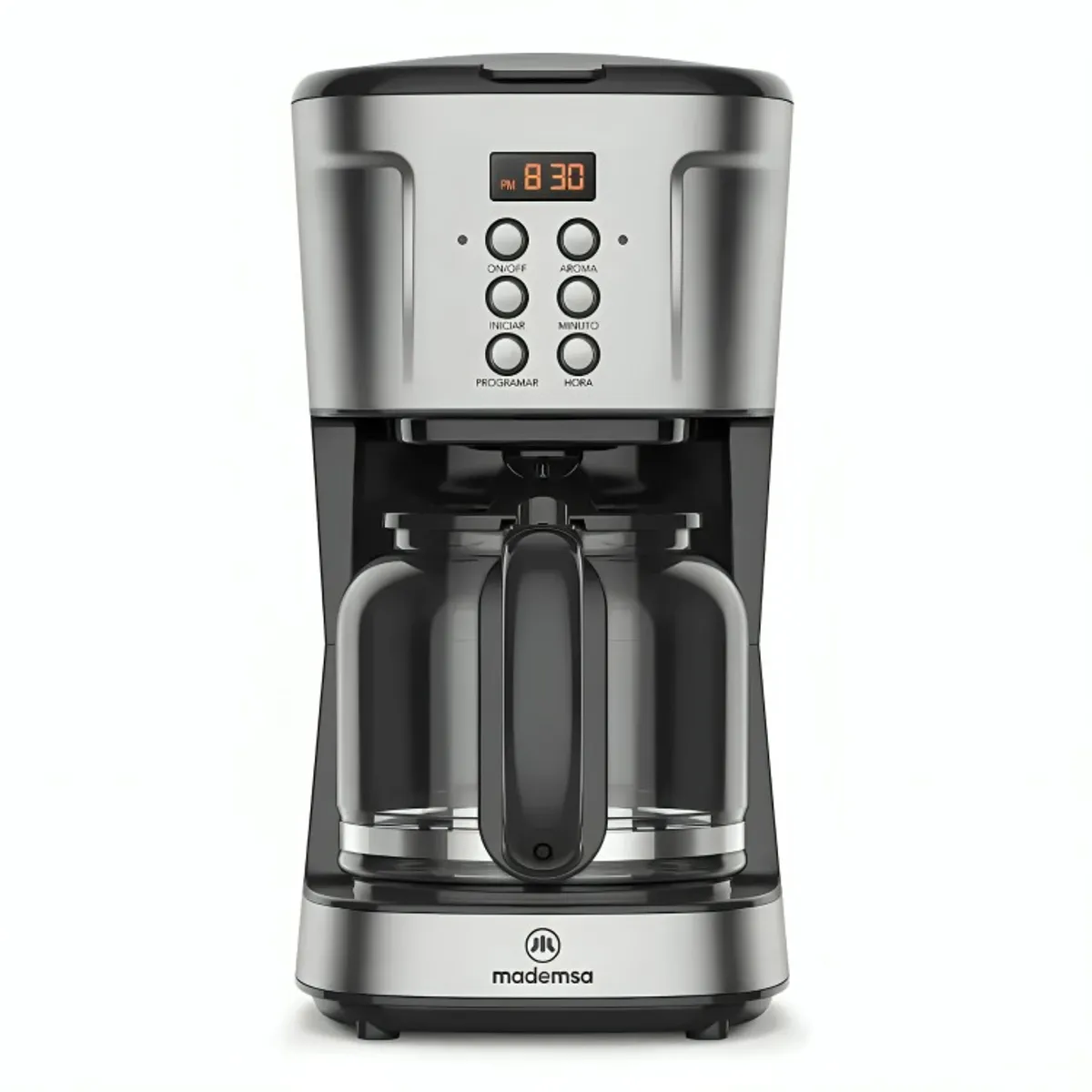 MADEMSA - Cafetera Eléctrica Mademsa 1,5L Programable 900W MCM30 Acero Inoxidable