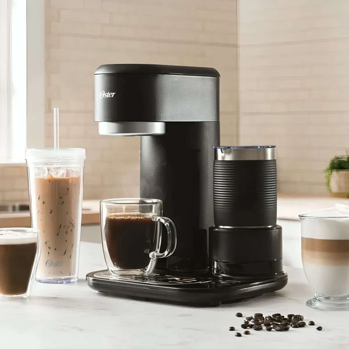 MADEMSA - Cafetera 4 en 1 Latte Oster Con Espumador Bebida Frías y Calientes