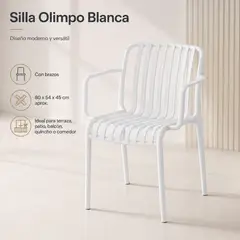 SPACE HOME - Silla Exterior Blanca Con Brazos Estilo Moderno