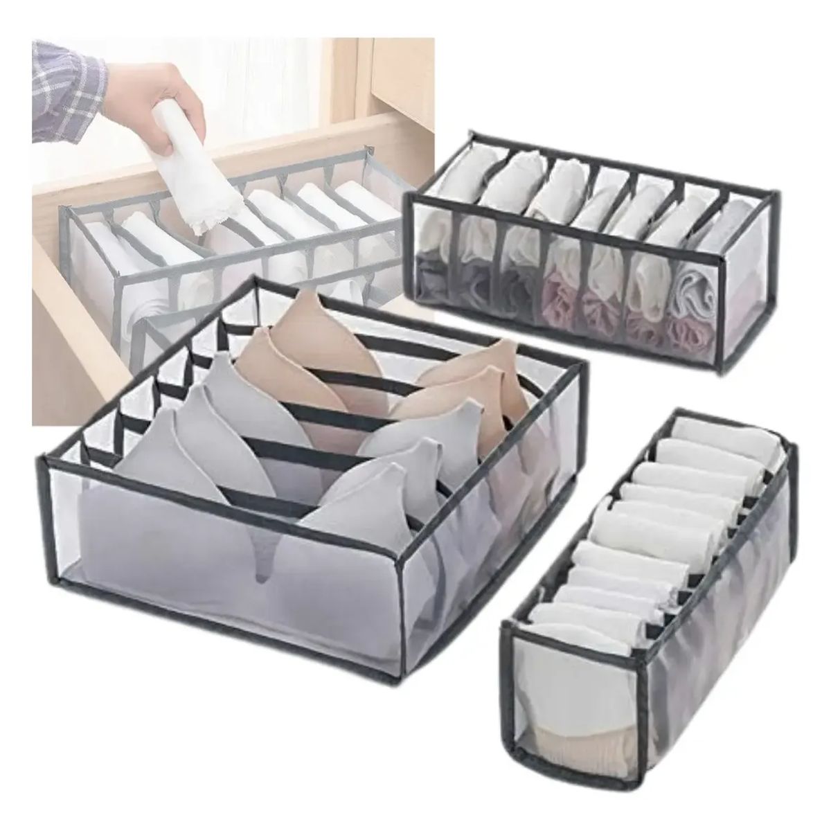GENERICO - Set De 3 Organizadores De Ropa Cajón Closet Ropa Interior