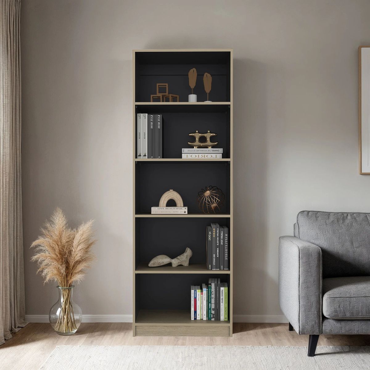 TUHOME - ESTANTE 5 NIVELES HOME-E3 CARTAGENA Y WENGUE 180,6X62,8X29,9 CM