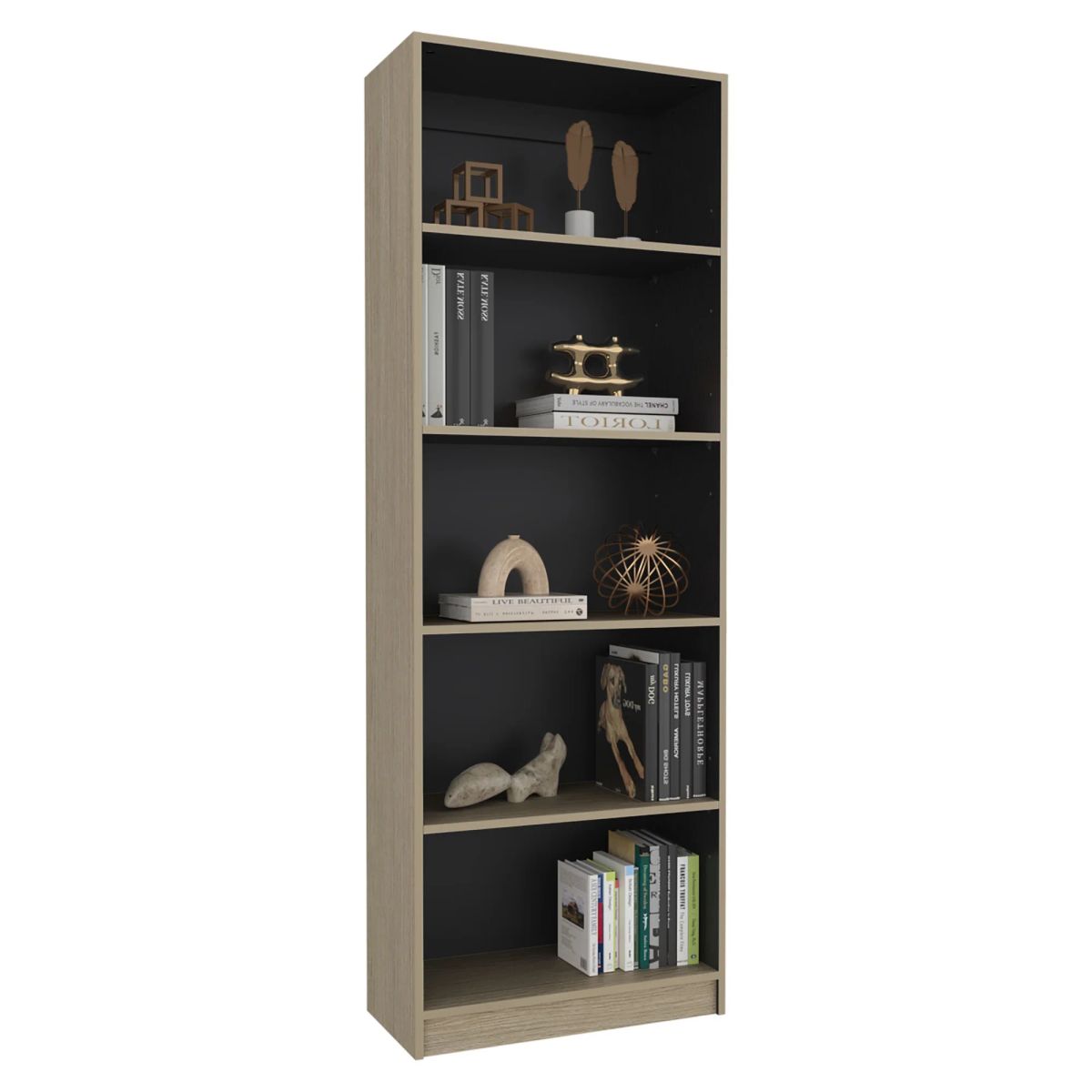TUHOME - ESTANTE 5 NIVELES HOME-E3 CARTAGENA Y WENGUE 180,6X62,8X29,9 CM